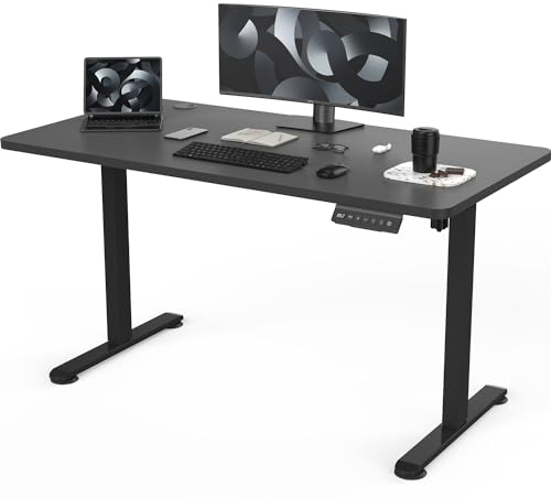 Flamaker Höhenverstellbarer Schreibtisch Ganze Tischplatte 120 x 60 cm Schreibtisch Höhenverstellbar Elektrisch mit USB-Aufladung und 360° Rollen (Schwarz)