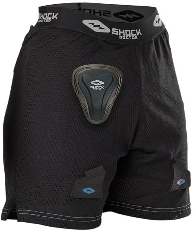 Shock Doctor Uni Women's Loose W/Pelvic Protector Hockey-Shorts mit Beckenschutz, Schwarz, Medium