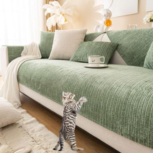 SANTUO Sofabezug Antirutsch,Sofa überzug Sofaschoner rutschfest,Sofa Cushion Sofaschutz L Form Ecksofa,Couch Bezug Schmutzabweisend Sofaschutz Hund Kratzschutz Katze,Green4-70x120cm