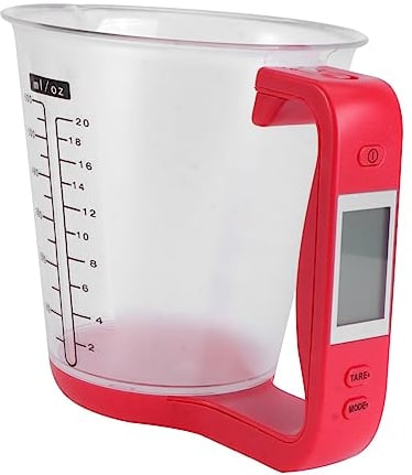PRETYZOOM 1000g Taza De Medición Digital Pantalla Lcd Vaso Electrónico Multifuncional Para Cocina y Preparación De Alimentos Color Rojo