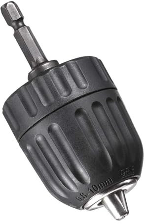 TOP-VIGOR 0.8-10mm Keyless Drill Chuck, 1/4 Inch Hex Shank Adapter, 3/8-24UNF Mount Thread Impact Chuck Converter for Impact Driver Cordless Drill, Electric Hand Drill, Percussion Drilling etc