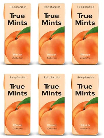True Mints - 6er SET | PFIRSICH | Pflanzliche und zuckerfreie Pastillen, 6 x 13g, 78 g