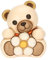 THUN, Teddy con Margherita in Ceramica Decorata a Mano, Versione Piccola, Linea Primavera da Vivere, 7.2 x 6.3 x 8.8 cm h