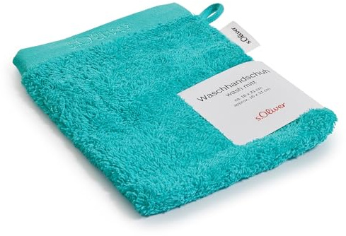 s.Oliver Waschlappen 16x21 cm - 100% Baumwolle, 600 g/m², weich & angenehm, Waschhandschuh türkis