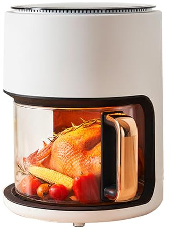 Freidora eléctrica multifuncional con pantalla táctil LCD for el hogar, freidora de aire Visual de vidrio de alto borosilicato, 4L, 5L, 5,5 L de gran capacidad.(5.5L)