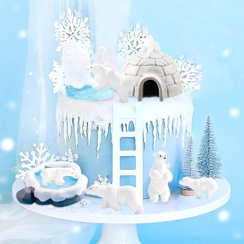 Roaring Good Time Ours Polaire Animal Cake Topper Animaux Antarctiques Pour Fête d'Anniversaire et Fête de Fin d'Année