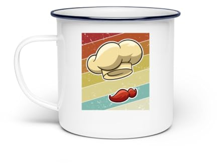 Generisch Retro Chef De Cuisine - Taza esmaltada, Blanco, talla única
