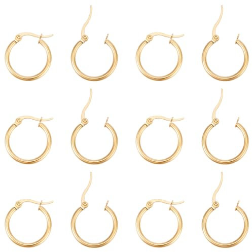 UNICRAFTALE 12 paire Créoles Boucles D'Oreilles Acier Inoxydable pour Cartilage Manchette D'Oreille Petites Boucles D'Oreilles Créoles Doré Mini Boucles D'Oreilles Créoles Fils D'Oreilles pour Femmes