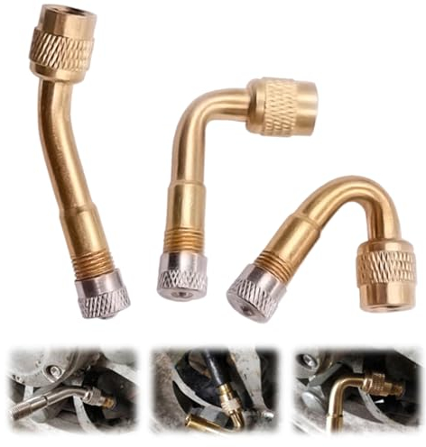 Toerjii Ventilverlängerung Autoventil,Autoventil Adapter, 45 90 135 Grad Ventilverlängerung, Ventiladapter Winkel Reifenventilverlängerung Winkelventil für Auto Motorrad Fahrrad Scooter (Gold, 1 Set)