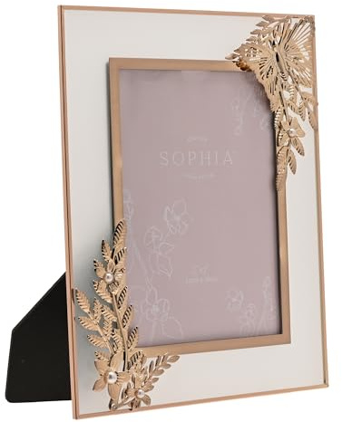 A Sophia® Classic Gold Butterfly Photo Frame 5” x 7”. Self Standing Easel-Black With Glass Front Single Aperture.