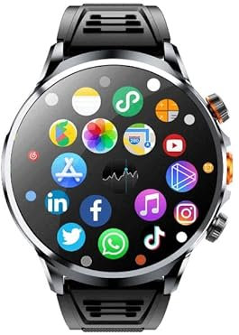 JINSHANGZI 1.95 inch Large Screen 4G Android WiFi 128GB Rom Smart Watch with Camera GPS Position G00gle Play Store Download H18 Smartwatch (4+64G,Black)