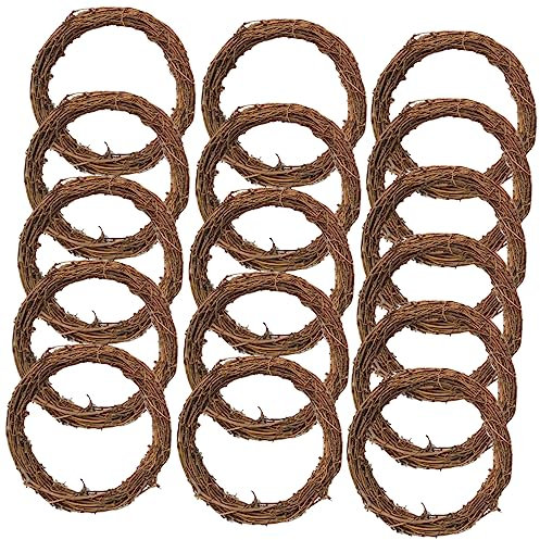 16St Erde-Reben-Girlande Blumenkranz Rattanrahmen Weidenkränze Weinrebengirlande Mini Weinrebenkränze Halloween-Kranz Kranzrahmen selber Machen Rattan zur Herstellung von Girlanden JEWEDECO