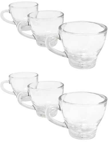 CUCUBA Lot de 6 tasses à café en verre transparent 90 ml