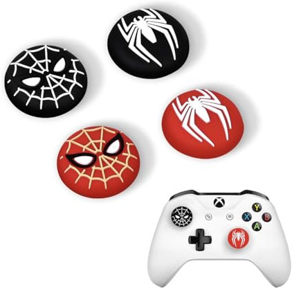 Crazy Diy – Lot de 4 capuchons antidérapants en silicone pour manette de PS5, PS4, Xbox 360, Xbox One, blanc + noir + rouge