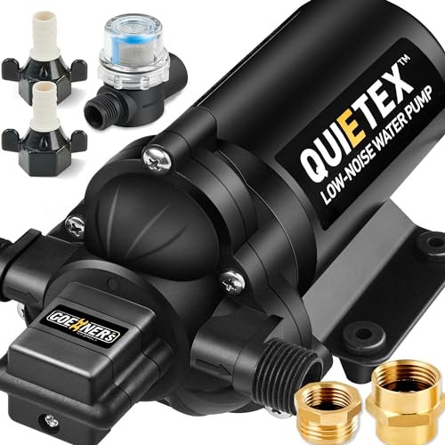 Upgraded 12V DC RV Water Pump – 5.0 GPM 45 PSI Ultra-Quiet Diaphragm Pump with Smart Pressure Switch – Reliable Flow for Campers, Marine, Trailers