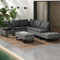 Oslghy Rattan GartenmöBel Set, Sitzgruppe Ecksofa, Balkon MöBel Lounge Set, BalkonmöBel für 4-5 Personen, Outdoor Furniture TerrassenmöBel mit Auflagen und Tisch, Abnehmbar für Die Reinigung (Grau)