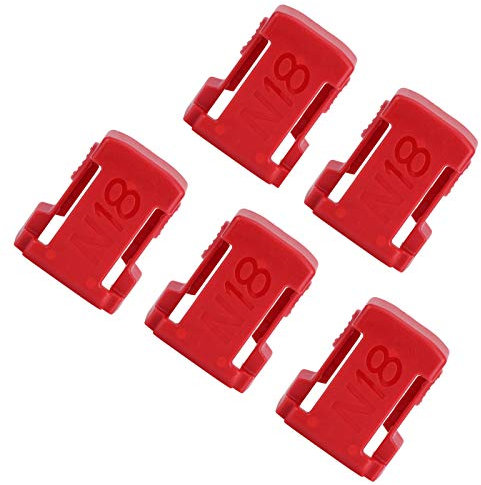 ANKROYU Milwaukee M18 Battery Holder 5 Pack Heavy Duty ABS Battery Mount Stand Secure Storage Rack For 18V Batteries Workshop Truck Tool Organization (Red)