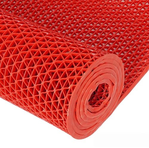Tappetino antiscivolo per tappeto, tagliabile, in PVC, per cucina, tappetino in gomma a prova di umidità, antiscivolo, base per tappeto (rosso, 500 x 90 cm)
