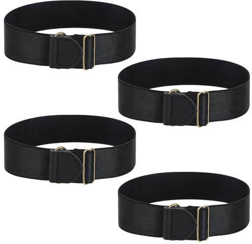 4Pcs Sleeve Garters for Men and Women, Black Elastic Sleeve Holders, Adjustable Anti-Slip Shirt Holders, Armband for Business Professionals Bartenders, Arm Garters Matching with Shirt Jacket Sweater