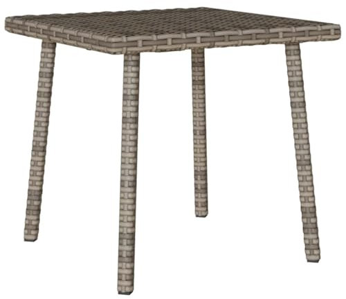 Makastle Garten Beistelltisch Wetterfest Klein Outdoor Tisch Gartentisch Loungetisch für Terrasse und Balkon, Grau 40x40x37 cm Poly Rattan