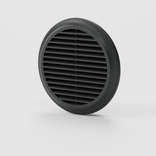 100mm Round Fixed Blade Wall Vent Cover – Black External Soffit Grille with Louvre Design – Weather-Resistant Duct Outlet for Kitchen, Bathroom, Extractor Fan, or Tumble Dryer Ventilation 4 inch