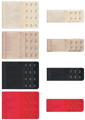 Azlanway Extensor de Sujetador 8 Piezas, 4 Filas 4 Ganchos 3 Filas 3 Ganchos Suave Sujetador elástico para Mujeres Damas