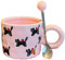 HUMOCHUSON Quy Cup Mug Tazza Da Caffè Con Latte In Ceramica A Forma Di Gatto Per Colazione, Confezione Regalo Per Coppia - Mela Rosa