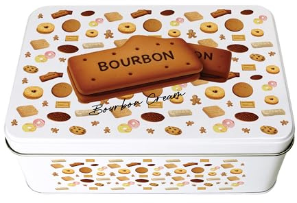 Purely Home Chocolate Bourbon Biscuit Tin - Rectangular Metal Storage Container for Baking Novelty Kitchen Gifts 195 x 125 x 75mm