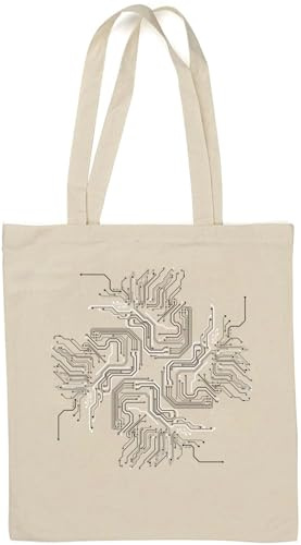 Circuit Board Lines Graphic Natural Cotton Tote Bag White