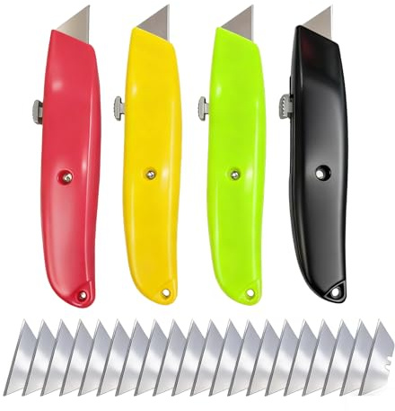 Aluminium Alloy Utility Knife with 20 Replacement Blades, Non-Slip Handle