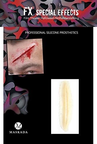 SFX Make up Schnittwunde Wunden schminken Halloween Set Silikon Teil P2-1 Prosthetics FX Spezialeffekt Schminke & Hautkleber Filmblut Gel
