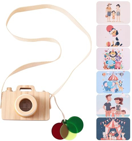 Zunishaone Jouet d'appareil Photo en Bois – 11 x 8 x 7,5 cm en Bois, Jouet d'appareil Photo, Jeu de Photographie | Parfait pour Jeux de rôle créatifs pour, Cadeaux d'anniversaire, de Noël, Le