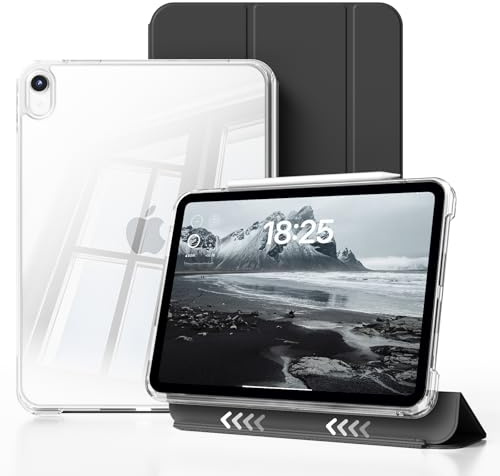 JKSML Clear Case for iPad Mini 7 (A17 Pro 2024)/iPad Mini 6 (2021) 8.3 Inch | Slim Light Shockproof Transparent Hybrid Back Anti Yellowing Cover, Supports Apple Pencil Pro & USB-C Charging (Black)