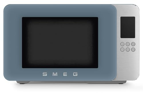Smeg, Forno a Microonde con Grill MOC01SBMEU, 4 Funzioni e 18 Programmi Automatici, Tecnologia Inverter, Sistema di Chiusura Soft Close, Accessorio Griglia Incluso, 1900 W, Blu Tempesta Opaco