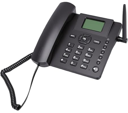 Cuifati Dual-SIM-GSM-Tischtelefon, Kabelloses Schnurlostelefon mit Antenne, 2G-Netzwerk 850/900/1800/1900 MHz, mit Radiowecker für Home-Office-Callcenter