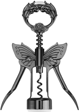 Gold Wine Beer Opener with Foil Knife Free Butterfly Bottle Opener Bat Wine Corkscrew Gunmetal Plated Level Corks Pull