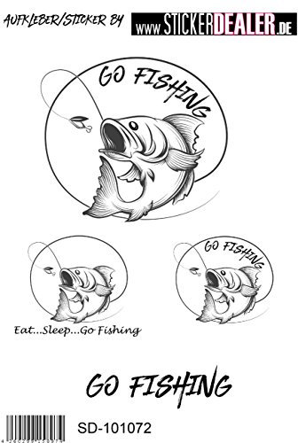 Go Fishing Angeln Aufkleber Sticker Set bestehend aus 4 Motiven