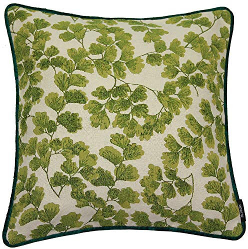 McAlister Textiles Tapestry | Bestickter Kissenbezug grüner Frauenhaarfarn | 40 x 40cm | gewobenes Blätter-Motiv | Deko Kissenhülle für Sofa, Couch, Garten