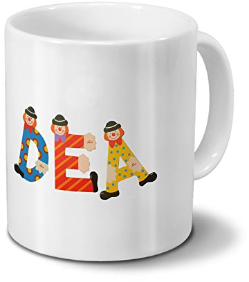 printplanet Tasse mit Namen DEA - Motiv Holzbuchstaben - Namenstasse, Kaffeebecher, Mug, Becher, Kaffeetasse - Farbe Weiß