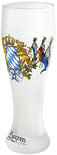 Sannys Weizenbierglas satiniert mit Bayernwappen, Optional mit Schriftzug Bayern