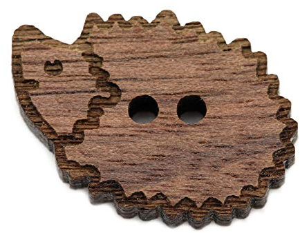 NaturSchatulle Holzknöpfe Motiv Igel | 5 Stück Nussbaum 2 Loch Knöpfe Holz DIY Basteln Nähen Schmuckherstellung Annähen Kinderknöpfe