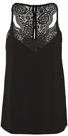 Vero Moda Vmana S/L Lace Top Noos, Top Donna, Nero, XL