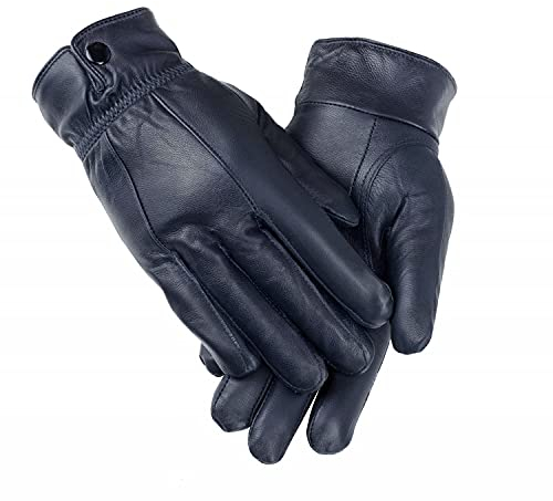 Woodland Leathers Damen Lederhandschuhe, extra weich und warm, wasserdichte Damenhandschuhe, navy, L-XL
