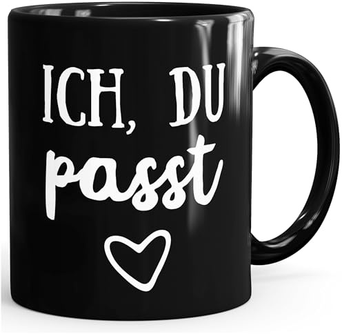 MoonWorks Kaffee-Tasse Ich du passt Geschenk Liebe Valentinstag Freund Freundin Schwarz unisize