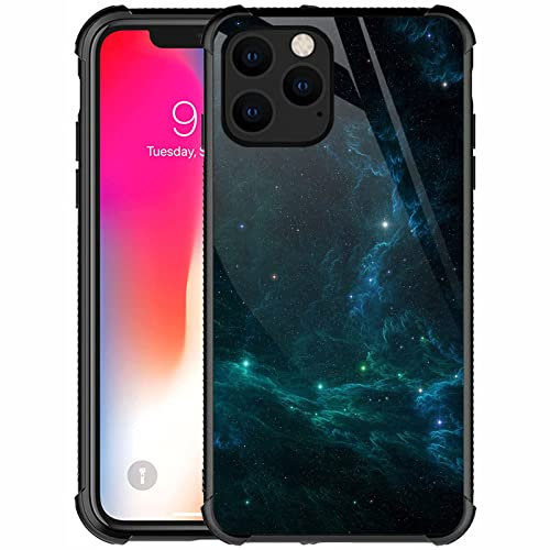 CARLOCA iPhone 12 Mini Case, Amazing Nebula Space Light Pattern Design, Shockproof Anti-Scratch Hybrid Tempered Glass Case for Apple iPhone 12 Mini