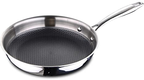 MasterPro Hi-Tech 3 Non-Stick Frying Pan 24 cm Stainless Steel with Honeycomb Structure Triple Coating Kitchen Utensils Suitable for All Hob Types