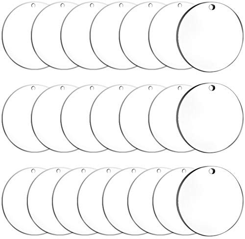 Duufin 22 Stück Transparente Kreis Runde Acryl Schlüsselbund Rohlinge Klare Runde Rohlinge für DIY Schlüsselringe Basteln, 7.6 cm