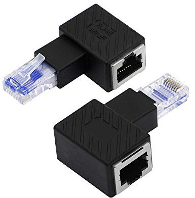 YACSEJAO Adaptateur Ethernet Cat5e/Cat6 RJ45,Pack de 2 Adaptateur Ethernet RJ45/8P8C mâle à Femelle à Angle Droit à 90 degrés prenant en Charge Cat6/Cat5e (Gauche)