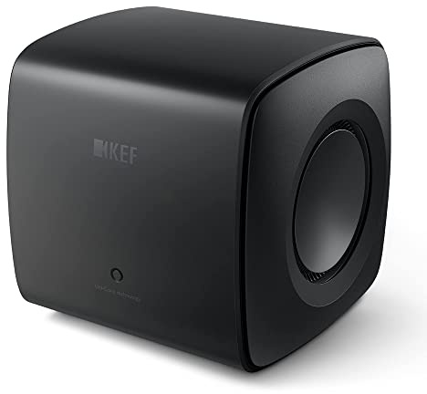 KEF KC62 Subwoofer (Black) - Compact Sealed Powered Home Audio Subwoofer with Dual 6.5 Force-Cancelling Drivers, 1000W