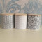 DEENZ Set of 3 Embossed Ceramic Jars with Bamboo LID Grey Ceramic Storage Jars-Floral